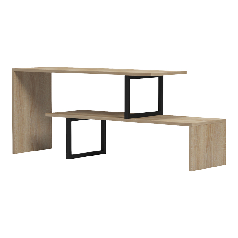 Mbajtëse televizori Lilant pakoworld pllakë melamine në ngjyrë SONOMA dhe këmbë metalike të zezë 160x30x45cm