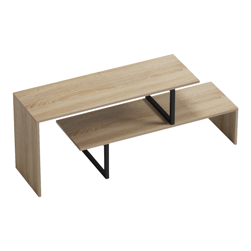 Mbajtëse televizori Lilant pakoworld pllakë melamine në ngjyrë SONOMA dhe këmbë metalike të zezë 160x30x45cm
