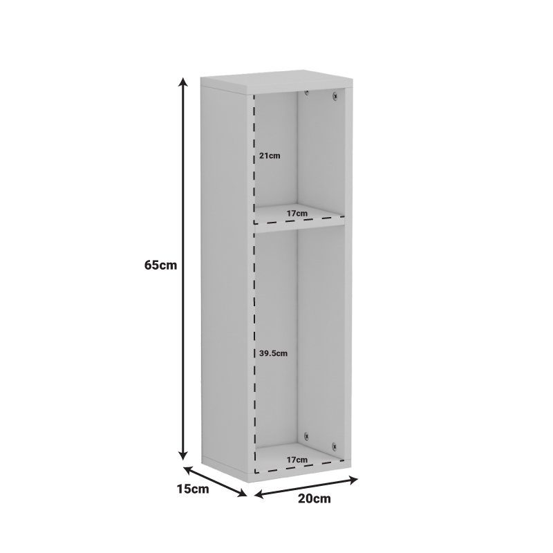 Raft muri Racks pakoworld-komodinë në të bardhë 20x15x65cm