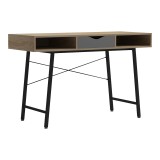 Tavolinë zyre Komo pakoworld në ngjyrë sonoma-gri me këmbë metalike të zeza 120x48x76cm