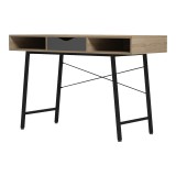 Tavolinë zyre Komo pakoworld në ngjyrë sonoma-gri me këmbë metalike të zeza 120x48x76cm