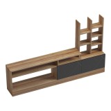 Njësi TV Seruno pakoworld në lis me mermer të zi 170x25x100cm
