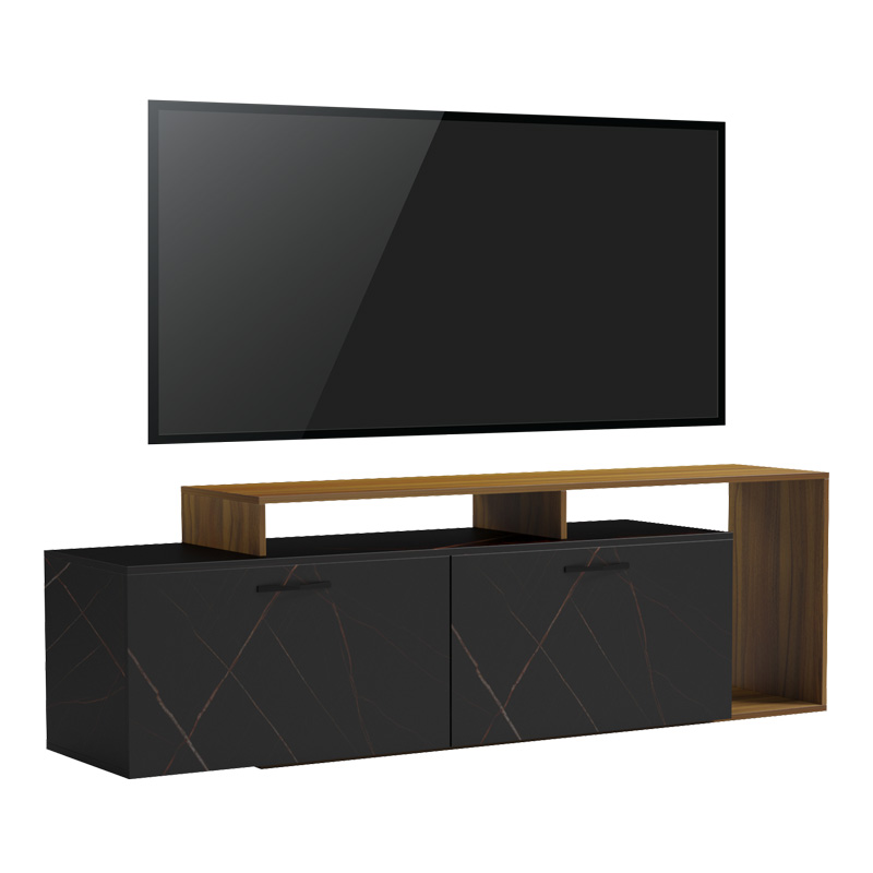 Komodinë TV Tobler pakoworld në ngjyrë arre me mermer të zi 170x40x53cm
