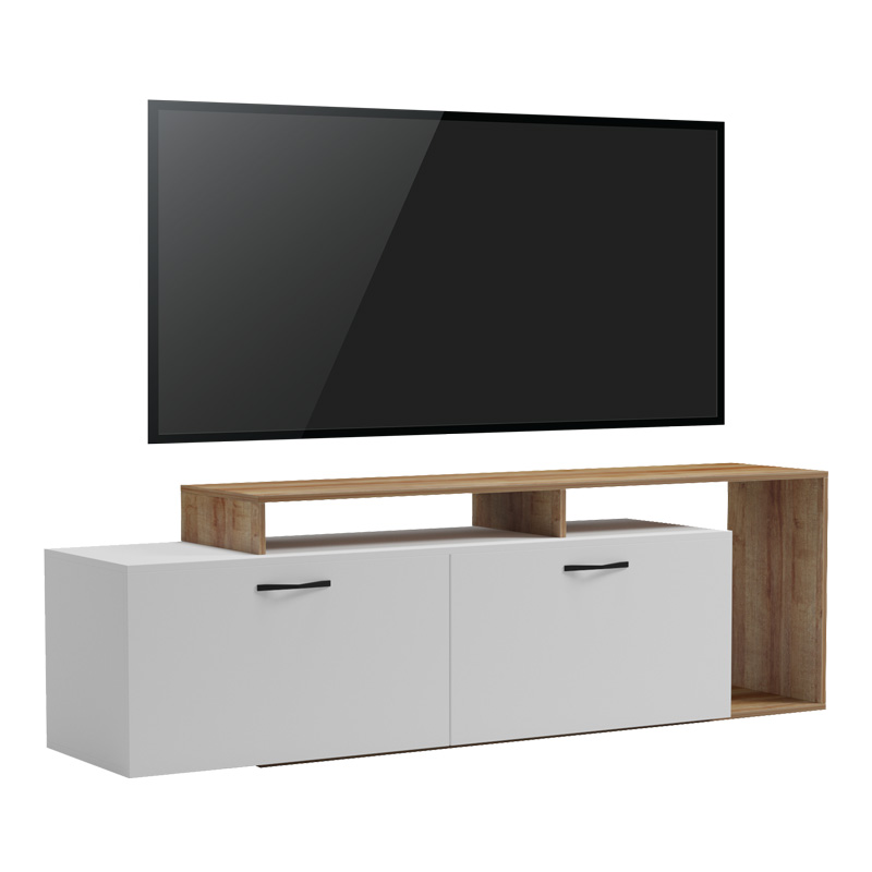 Kabinet TV Tobler pakoworld në ngjyrë të bardhë-lisi 170x40x53cm