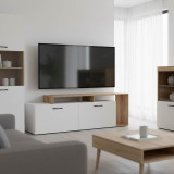 Kabinet TV Tobler pakoworld në ngjyrë të bardhë-lisi 170x40x53cm