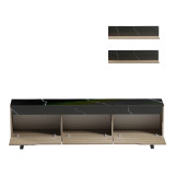 Set dhome ndenjeje Kasia pakoworld në mermer të zi-SONOMA 180x35x48.5cm
