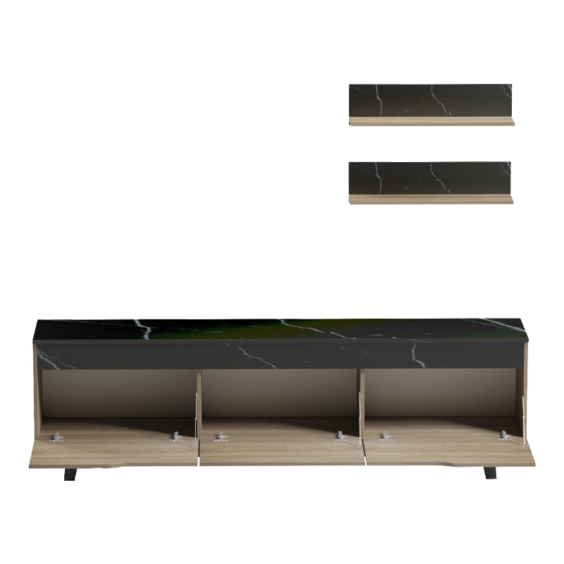 Set dhome ndenjeje Kasia pakoworld në mermer të zi-SONOMA 180x35x48.5cm