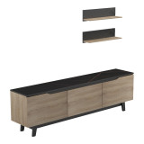 Set dhome ndenjeje Kasia pakoworld në mermer të zi-SONOMA 180x35x48.5cm
