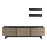 Set dhome ndenjeje Kasia pakoworld në mermer të zi-SONOMA 180x35x48.5cm