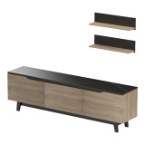 Set dhome ndenjeje Kasia pakoworld në mermer të zi-SONOMA 180x35x48.5cm