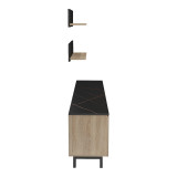 Set dhome ndenjeje Kasia pakoworld në mermer të zi-SONOMA 180x35x48.5cm