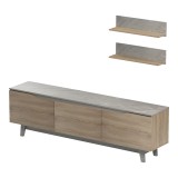Set dhome ndenjeje Kasia pakoworld në mermer bezhe-SONOMA 180x35x48.5cm