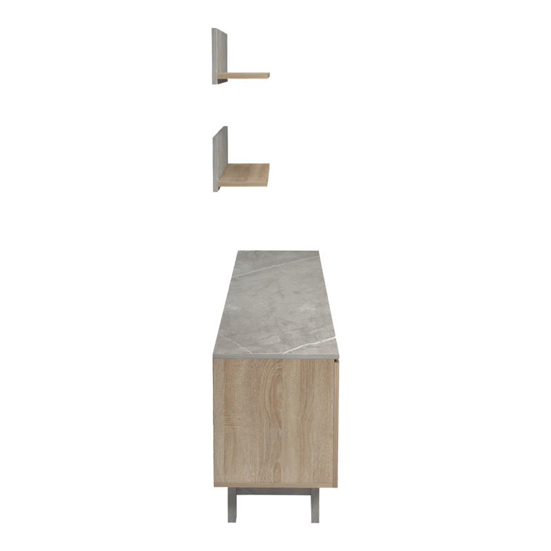 Set dhome ndenjeje Kasia pakoworld në mermer bezhe-SONOMA 180x35x48.5cm