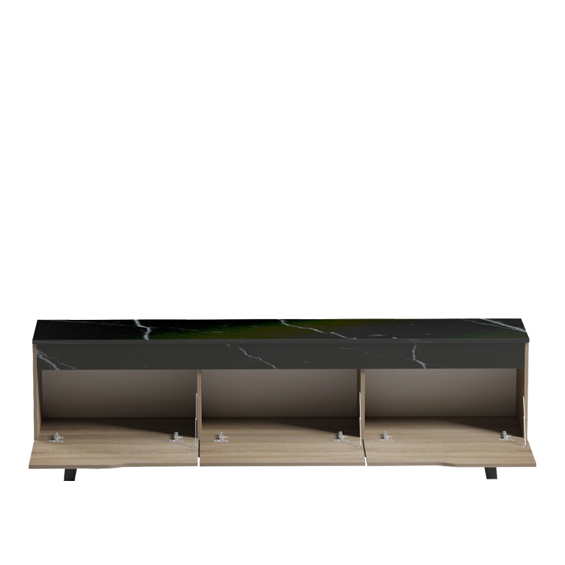 Komodinë TV Kasandra pakoworld në mermer të zi-nuancë SONOMA 180x35x48.5cm