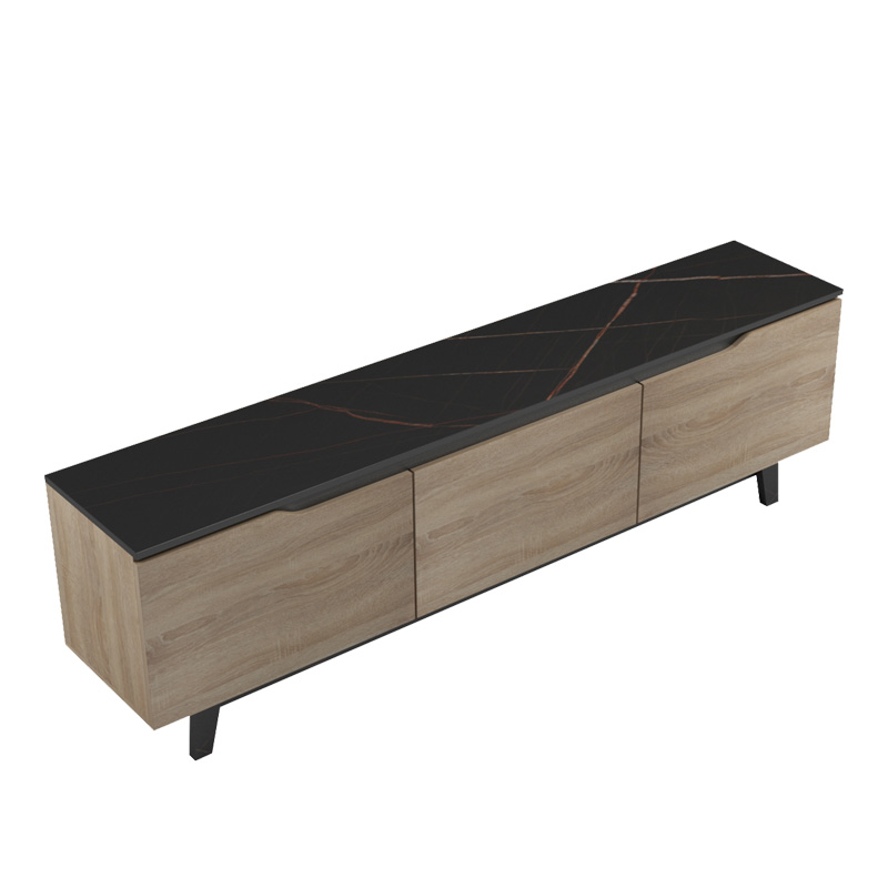 Komodinë TV Kasandra pakoworld në mermer të zi-nuancë SONOMA 180x35x48.5cm