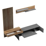 Set dhome ndenjeje Litende pakoworld në nuancë antracit-lisi 249.4x42.2x199.5cm
