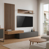 Set dhome ndenjeje Litende pakoworld në nuancë antracit-lisi 249.4x42.2x199.5cm