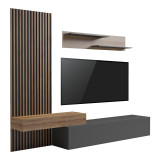 Set dhome ndenjeje Litende pakoworld në nuancë antracit-lisi 249.4x42.2x199.5cm
