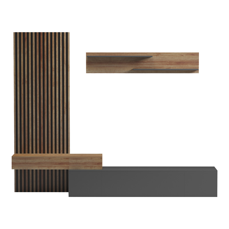 Set dhome ndenjeje Litende pakoworld në nuancë antracit-lisi 249.4x42.2x199.5cm