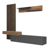Set dhome ndenjeje Litende pakoworld në nuancë antracit-lisi 249.4x42.2x199.5cm