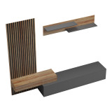 Set dhome ndenjeje Litende pakoworld në nuancë antracit-lisi 249.4x42.2x199.5cm