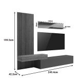 Set dhome ndenjeje Litende pakoworld në nuancë antracit-lisi 249.4x42.2x199.5cm