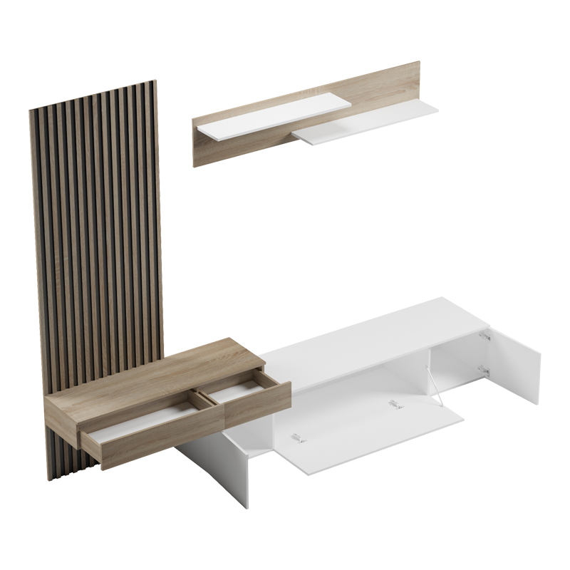 Set dhome ndenjeje Litende pakoworld në nuancë të bardhë-SONOMA 249.4x42.2x199.5cm