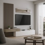Set dhome ndenjeje Litende pakoworld në nuancë të bardhë-SONOMA 249.4x42.2x199.5cm