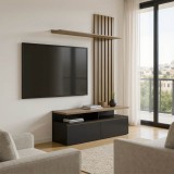 Set dhome ndenjeje Perlento pakoworld me ngjyrë të zezë dhe sonoma 140x41x219.5cm