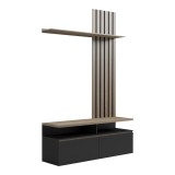 Set dhome ndenjeje Perlento pakoworld me ngjyrë të zezë dhe sonoma 140x41x219.5cm