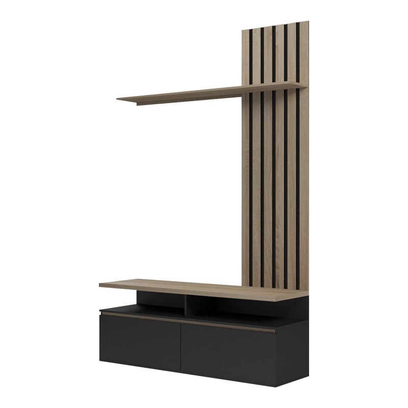 Set dhome ndenjeje Perlento pakoworld me ngjyrë të zezë dhe sonoma 140x41x219.5cm