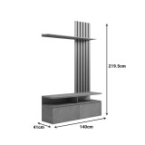 Set dhome ndenjeje Perlento pakoworld me ngjyrë të zezë dhe sonoma 140x41x219.5cm