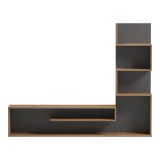 Njësi TV Cazenda pakoworld me raft librash në ngjyrë lisi dhe gri të errët 160x29x126cm