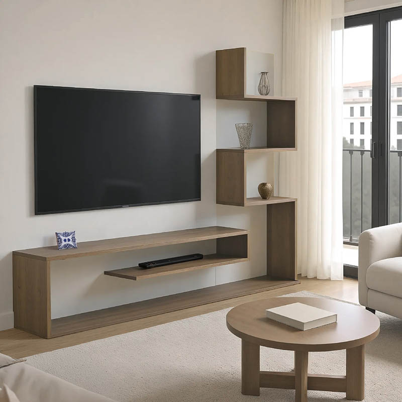 Njësi TV Cazenda pakoworld me raft librash në ngjyrë SONOMA dhe të bardhë 160x29x126cm