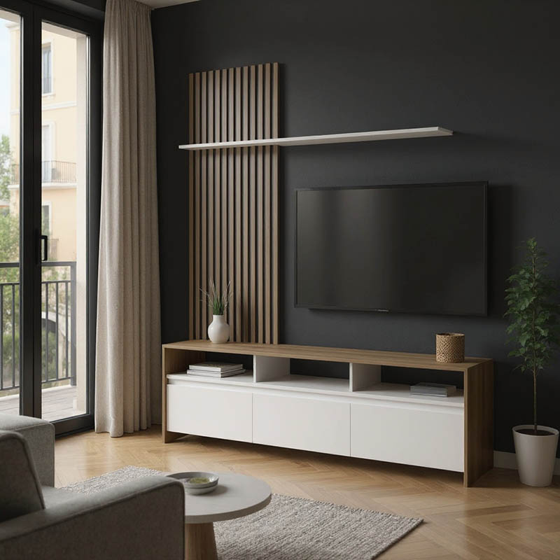 Set dhome ndenjeje Delfina pakoworld në ngjyrë SONOMA dhe të bardhë 190x40x199.5cm