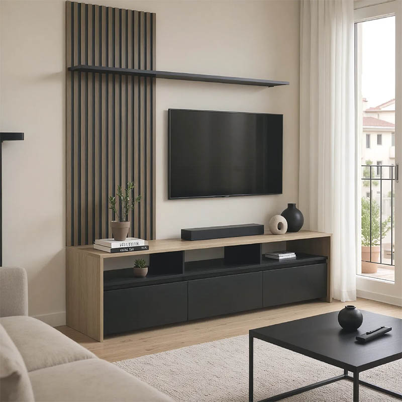Set dhome ndenjeje Delfina pakoworld në ngjyrë SONOMA dhe të zezë 190x40x199.5cm