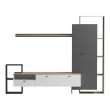 Set dhome ndenjeje Ferefia pakoworld në ngjyrë SONOMA dhe të bardhë e gri të errët 240x45.5x189.5cm