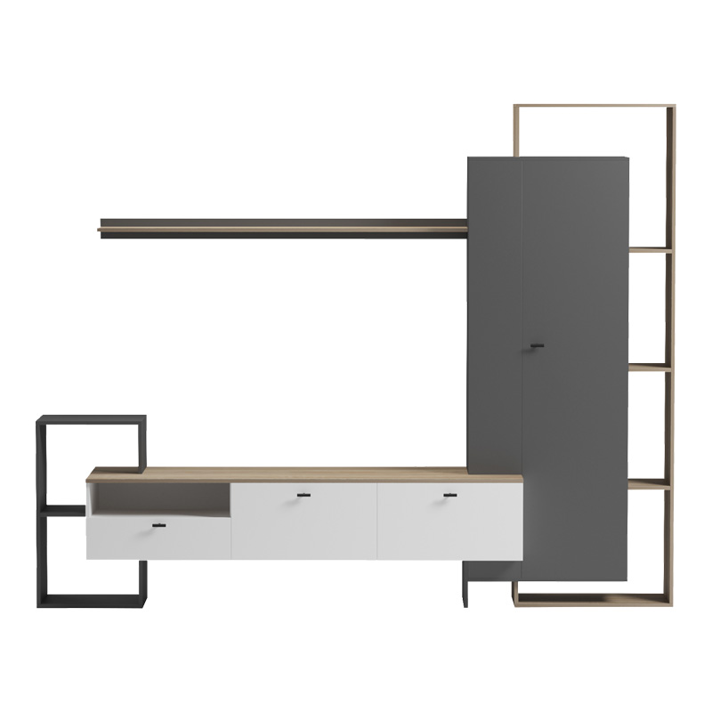 Set dhome ndenjeje Ferefia pakoworld në ngjyrë SONOMA dhe të bardhë e gri të errët 240x45.5x189.5cm