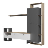 Set dhome ndenjeje Ferefia pakoworld në ngjyrë SONOMA dhe të bardhë e gri të errët 240x45.5x189.5cm