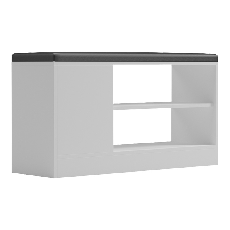 Dollap këpucësh-stol Deboule pakoworld për 8 palë këpucë në ngjyrë të bardhë-të zezë 90x30x46cm
