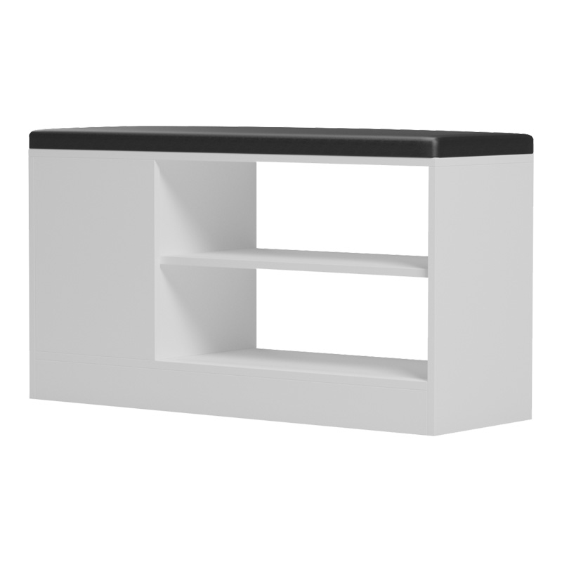 Dollap këpucësh-stol Deboule pakoworld për 8 palë këpucë në ngjyrë të bardhë-të zezë 90x30x46cm