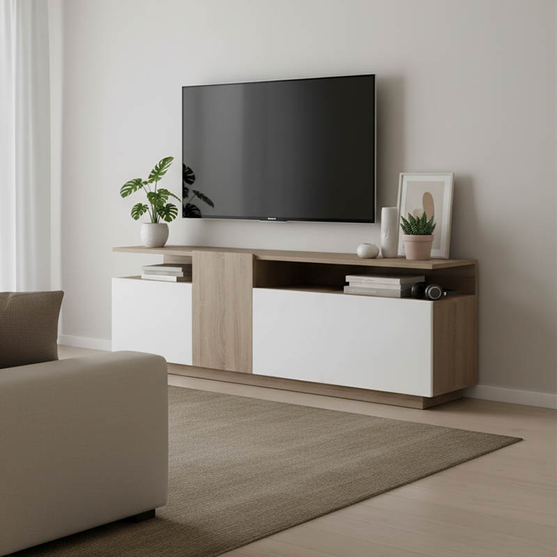 Njësi TV Vendora pakoworld në ngjyrë sonoma-bardhë 150x29.5x46.3cm