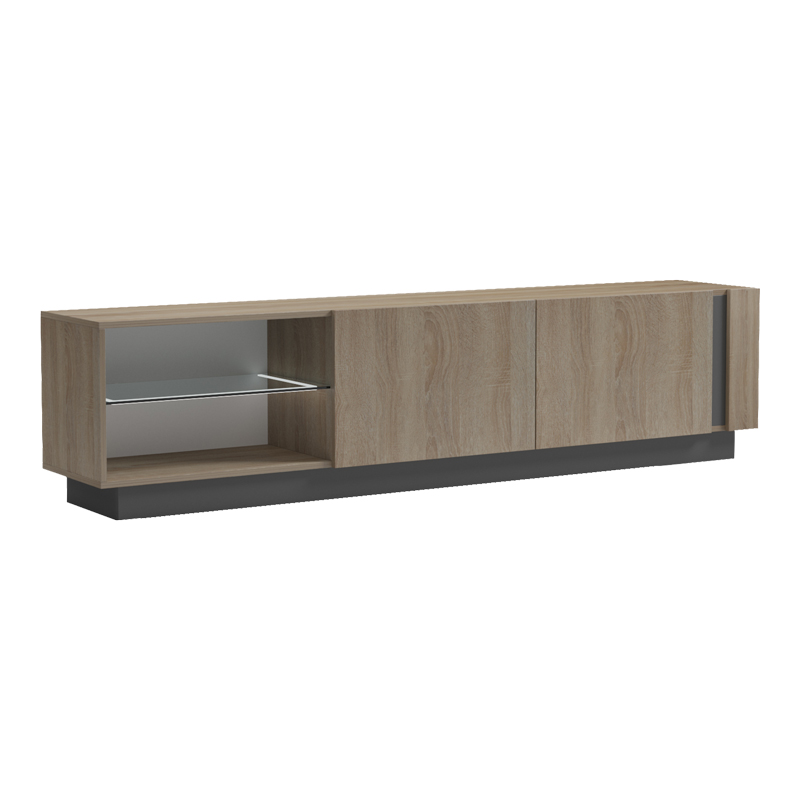 Komodinë TV me Led Vario pakoworld SONOMA - antracit 185.6x35x45cm