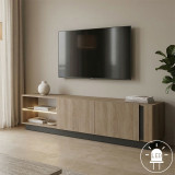 Komodinë TV me Led Vario pakoworld SONOMA - antracit 185.6x35x45cm