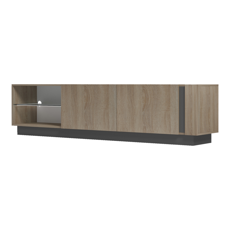 Komodinë TV me Led Vario pakoworld SONOMA - antracit 185.6x35x45cm