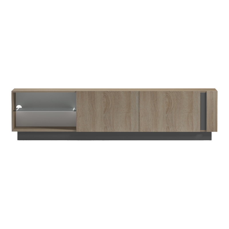 Komodinë TV me Led Vario pakoworld SONOMA - antracit 185.6x35x45cm