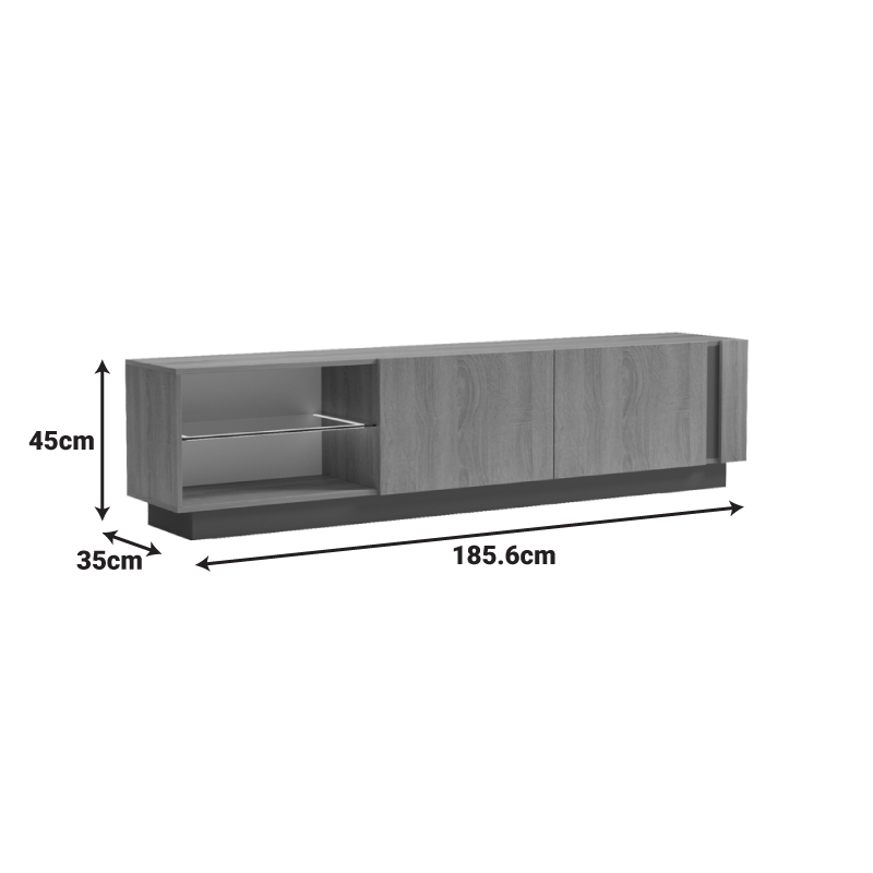Komodinë TV me Led Vario pakoworld SONOMA - antracit 185.6x35x45cm