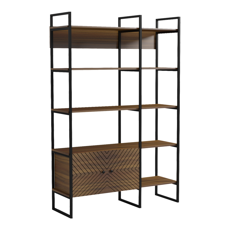 Bibliotekë Rhombo pakoworld arrë-e zezë 120x35x180cm