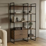 Bibliotekë Rhombo pakoworld arrë-e zezë 120x35x180cm
