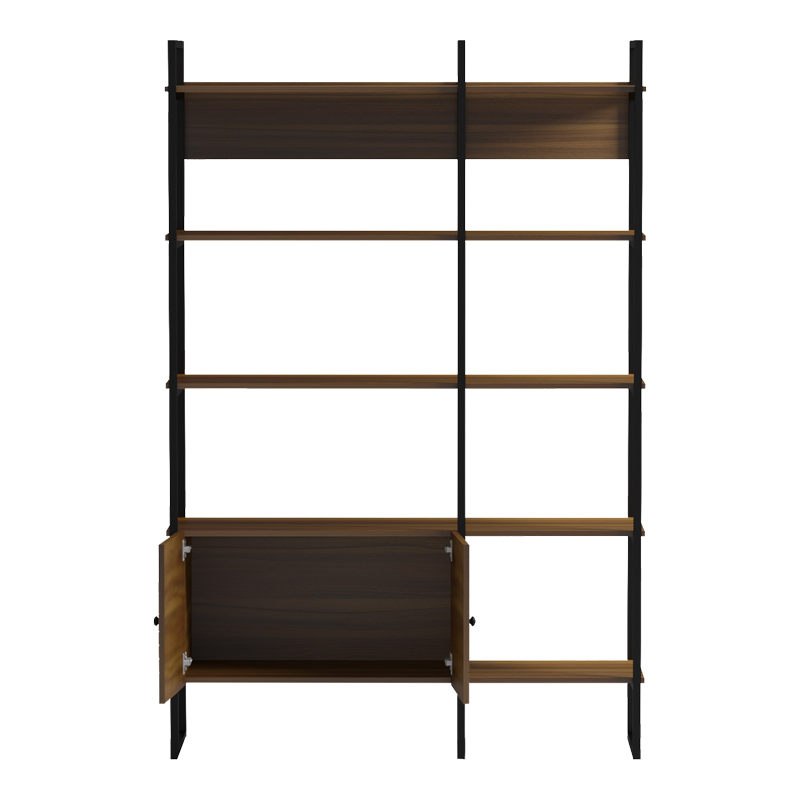 Bibliotekë Rhombo pakoworld arrë-e zezë 120x35x180cm